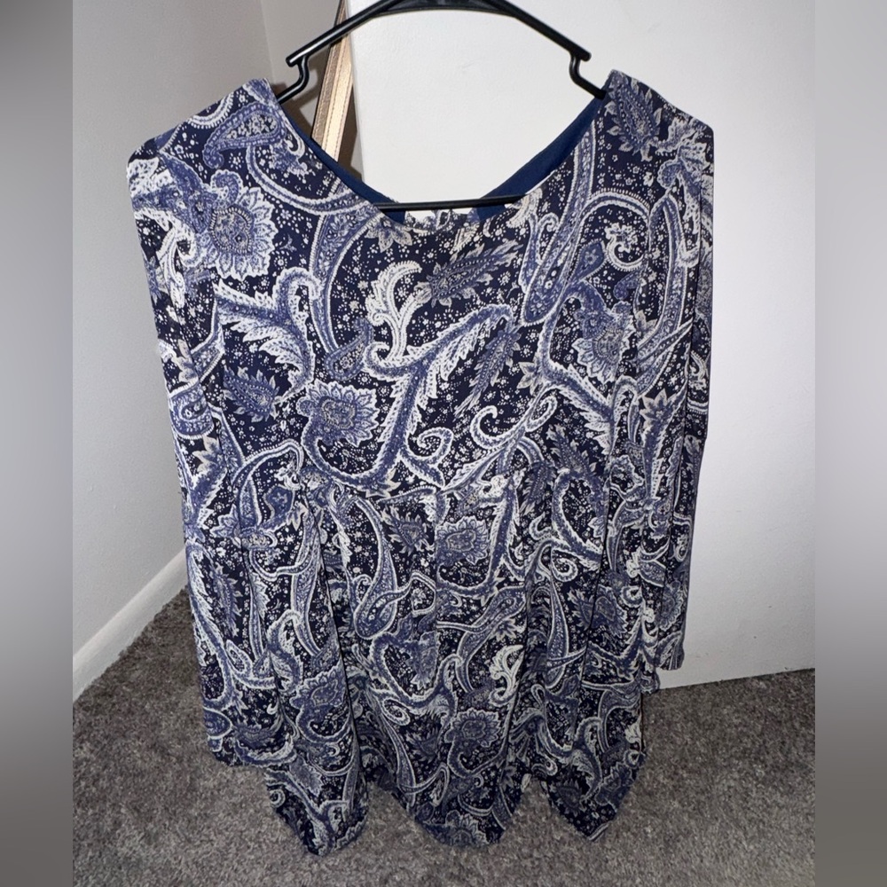 navy blue floral babydoll dress